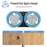 AlfaBot Cordless Electric Spin Mop, Dual-Motor 150 RPM, LED Headlight, Water Sprayer, Lightweight Rechargeable Floor Cleaner for Hardwood and Tile, WS-24-05A
