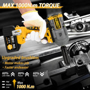 VERSTARLIN 1000N.m(740ft-lbs) Cordless Impact Wrench, 1/2 Inch High Torque Brushless 21V Impact Gun w/ 2 x 4.0Ah Battery