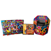 Pokmon Mega Charizard Trading Card Game Tin with Foil Promo Card, 4 Booster Packs, Code Card