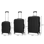 Zimtown Hardside Lightweight Spinner Black 3 Piece Luggage