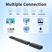Ccdes 3 in 1 Detachable Sound Bar, 100W Bluetooth 5.0 Surround Sound System, 6 EQ Modes, ARC Optical AUX Connection, Wall Mount, Black