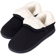 Vonmay Women's Fuzzy Bootie Slippers with Memory Foam Cushioning, Black, Size 5