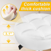 OUTMASTER Rolling Stool with Wheels, Height Adjustable Swivel Chair, PU Leather, White