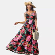 Cupshe Women's Vibrant Floral Print Maxi Dress, Black, Small