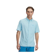 Under Armour Men's Shorebreak Hybrid Woven Short Sleeve Fishing Shirt, Stream & Ether Blue, Large