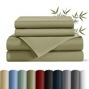 AiAngu Bamboo California King Sheet Set, Luxury Soft 4 Pieces with 16in Deep Pocket, Sage Green, AIABMSJTCKSG