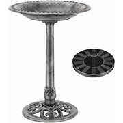 SPECSTAR Outdoor Bird Bath Fountain, Polyresin Antique Gray Garden with Solar Powered Round Pond Fountain, 20 in, VH21