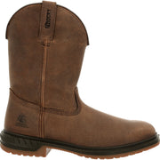 Rocky Worksmart Unlined Western Boot, Dark Brown, 10 Inch Height, Square Toe, Wide 10, RKW0346