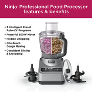 Ninja BN600 Professional Food Processor, 850 Watts, 9-Cup Capacity, Auto-iQ Preset Programs