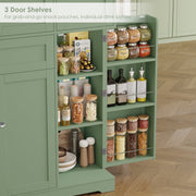 Homfa Kitchen Pantry Storage Cabinet, 68 in, 6 Door Freestanding Cupboard with Drawer and Door Shelf, Green, X1069101