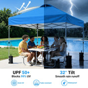 CHITOOMA 10 x 10ft Pop Up Canopy Tent, Waterproof 210D Oxford Fabric with UPF 50+ UV Protection, Adjustable Sidewall Heights, Alloy Steel Frame, Portable with Wheeled Bag, Blue