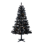 Holiday Time TG66M2BJHL10 6.5' Pre-Lit Madison Pine Black Artificial Christmas Tree with Warm White LED Lights, Black