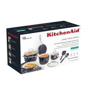 Meyer Corp 12573 KitchenAid Ceramic Forged Aluminum 10 Piece Nonstick Cookware Pots and Pans Set, Onyx Black