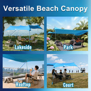 Easierhike 10x10ft Beach Canopy Tent, Windproof Sun Shelter with UPF 50+ UV Protection, Water-Resistant, 8 Large Sandbags, 4 Aluminum Poles, Portable Outdoor Shade, Royal Blue