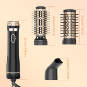 SKIMI Rotating Hair Dryer Brush, Auto-Rotating, Negative Ionic, 2 Interchangeable Round Brushes, Gold
