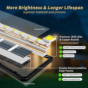 OCEST Solar Street Light Outdoor, 66000 Lumens, Double-Sided Monocrystalline Solar Panel, Motion Sensor, Dusk to Dawn, IP65 Waterproof, Remote Control