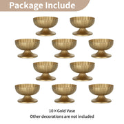 Nuptio Distressed Gold Metal Decorative Compote Bowl, 7 in Wide Brass Pedestal Vase, Pack of 10