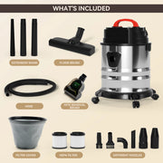 MotorGenic H030-A004-US Wet Dry Vacuum Cleaner, 5 Gallon 1800W 6 HP Peak Stainless Steel Shop Vacuum Wet and Dry