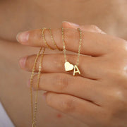 Turandoss 14K Gold Plated Dainty Heart Initial Necklace for Women, Personalized A-Z Pendant, 16in Chain with Lobster Clasp