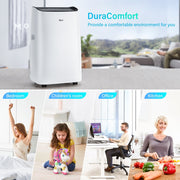 DuraComfort DP08HWM Portable Air Conditioner w/Heat, 8150 BTU (12000 BTU ASHRAE) White