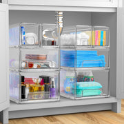 Sorbus Clear Stackable Storage Drawers, 2 Medium and 4 Small Plastic Organizer Bins with Handles