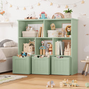 Homfa Toy Storage Organizer with 3 Movable Drawers and 5 Cube Bookcase, Green Finish, 35.4 in H x 39.4 in W, X1067826