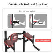 Wesfital AF-PTS009-1 Power Tower Dip Station, Height Adjustable Strength Training Equipment with Pull Up Bar, Red and Black