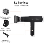 L'ANGE HAIR 2498 Le Styliste Luxury Hair Dryer | Quiet Brushless Blow Dryer w/Diffuser