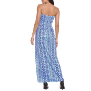 HDE Women Strapless Maxi Dress, Bohemian Sundress with Smocked Tube Top, Lightweight Breathable Fabric, Relaxed Fit with Ruched Detailing, Beach Boho Style, Solid Print, S to 4X, HDE-58601