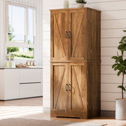 Walsunny Pantry Cabinet, Wooden Food Storage with 4 Doors, 1 Drawer, Adjustable Shelves, Rustic Brown, 67 Inches Tall SHX15530-BR
