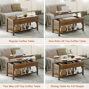 Doveaid Ct004-rb 41.73 Inch Lift Top Coffee Table Rustic Brown