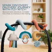Itzy Ritzy Bitzy Spiral Car Seat and Stroller Activity Toy with Clinking Rings, Mirror, Textured Ribbons, Rainbow