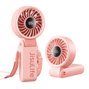JISULIFE Versatile Portable Fan with LED Display, 5000mAh USB Rechargeable Battery, 5-Speed, Lanyard Included