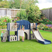 WFUN SY10-24-JJ002-II1-0072 9 in 1 Toddler Slide Playset Indoor/Outdoor for Kids Age 1+, Blue & Gray