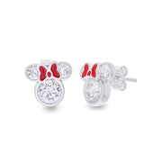 Disney Minnie Mouse CZ Stud Earrings, Sterling Silver, 0.10 ct. t.w. Cubic Zirconia, E902851RZWL.WR