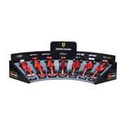Bburago 36864 F1 Ferrari Deluxe 7-Car Die-Cast Model Set, 1:43 Scale, Functional Steering and Suspension, F1 Display Stand, Multicolor
