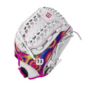 Wilson 2024 A440 Flash Youth Infield Fastpitch Softball Glove, 11.5in, Left Hand Throw, White Pink Tie Dye, WBW101641115