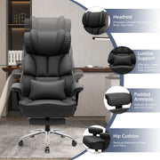 Fastes Office Chair Big and Tall 400lb Capacity Ergonomic High-Back Reclining with Footrest Swivel Wheels Lumbar Support Black