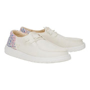 Heydude Wendy Funk Surf Baja Women's Slip On Shoes, Ivory Multi, Lightweight Loafers with Elastic Laces and Removable Foam Insole, 43156-1MV