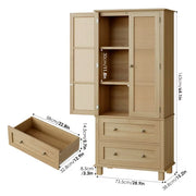 Homfa 1040370 Storage Cabinet with Rattan Doors, Oak