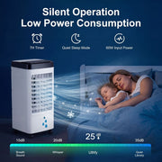 Yuyongr Portable Air Conditioner 3-in-1 Evaporative Cooler Fan with 6L Pull-Out Water Tank, 3 Speeds, 4 Modes, 120 Oscillation, 7-Hour Timer, White, H484188AIRFAN