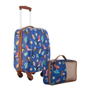 Wrangler WRW-K2302-ROD Rodeo Kids 2 Piece Hard-Side Spinner Luggage Set, Blue, 18in Carry-On with Packing Cube