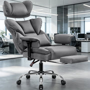 Coolhut Big and Tall PU Leather Office Chair, Adjustable Headrest and Footrest, 3D Adjustable Padded Armrest, Ergonomic Lumbar Support, Gray, CH-MP-312-1-Gray