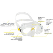 Cressi Marea Scuba Diving and Snorkeling Mask - Clear/Yellow