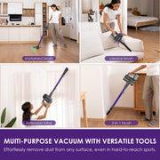Suirviz U8 Cordless Stick Vacuum Cleaner, 40KPA Suction, 35-Minute Runtime, Green LED Light, Lightweight, Self-Standing, HEPA Filtration, Handheld for Pet Hair, Carpet and Hard Floors