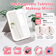 Behome Travel Makeup Mirror with 72 LED Lights, 3 Color Modes, Adjustable Brightness and Angle, Foldable Vanity Mirror, White, CP-C793