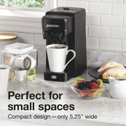 Proctor Silex Single Serve Coffee Maker, Dual Brewing Options, Matte Black, 10 oz Capacity, 49961R