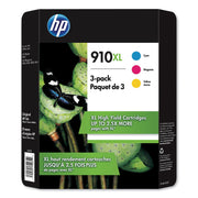 HP HEW3YM86BN 910XL High Yield Cyan/Magenta/Yellow Original Ink Cartridge, 3 Color Pack