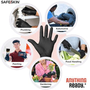 Safeskin Heavy Duty Nitrile Disposable Gloves, Powder Free, Black, 9.5-Inch Cuff, Large (Pack of 40)