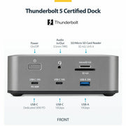 StarTech.com Thunderbolt 5 Docking Station, Dual 8K 60Hz, Triple 4K 144Hz, 140W Laptop Charging, 2.5GbE Ethernet, USB4 Compatible, Space Gray, 215N-TB5USB4DOCK